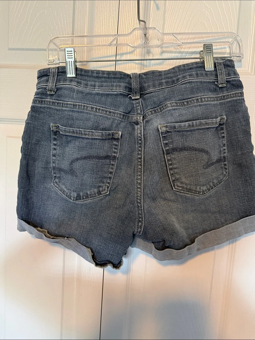 Time and Tru Dark Gray Roll Cuff Denim Shorts